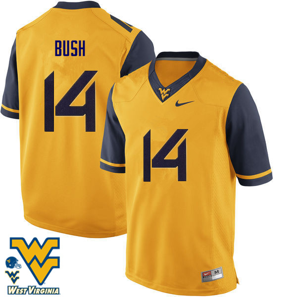 NCAA Men's Tevin Bush West Virginia Mountaineers Gold #14 Nike Stitched Football College Authentic Jersey QC23Y63RF